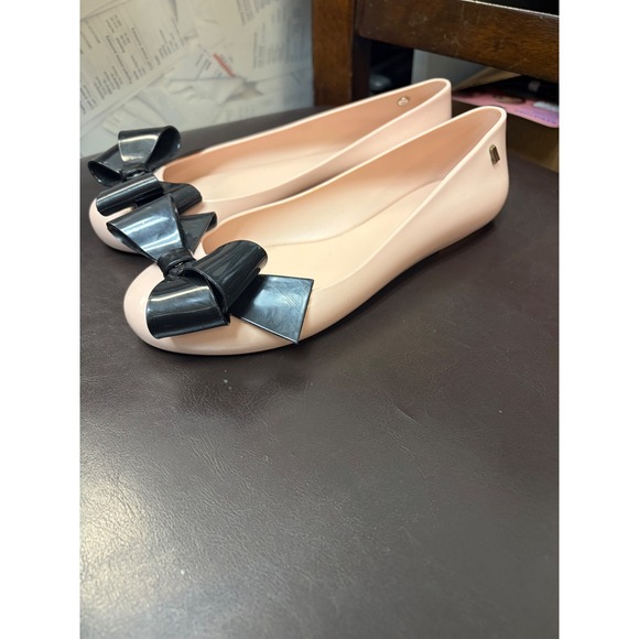 Melissa Shoes - Melissa Ultragirl Jelly Ballet Flats Pink Black Bow Shoes Womens Size 7 EUR 38